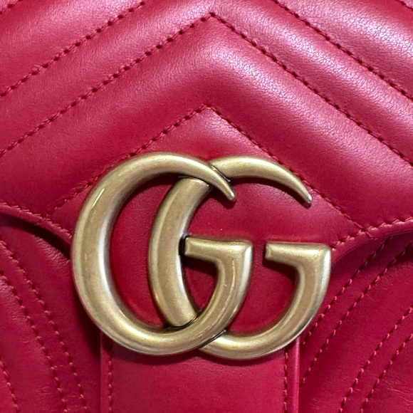 🩷SOLD🩷 GUCCI MARMONT FLAP SMALL (red) - Picture 5 of 16
